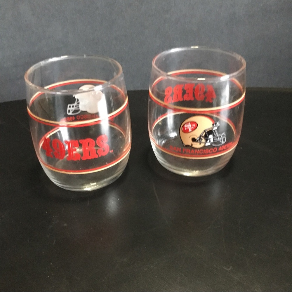 2 San Francisco 49ers Drinking Glass Rocks Glasses Red Gold Lot NFL Vintage SF